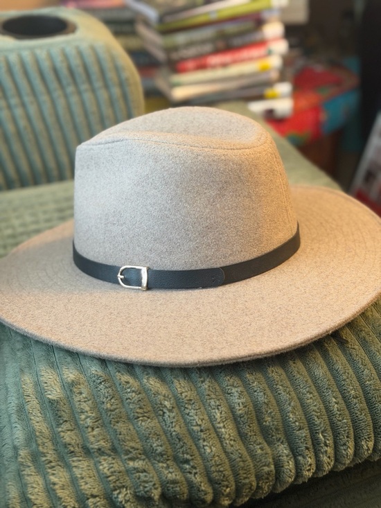 torrid Accessories - torrid Beige Wide-Brim Wool Fedora with Black Band